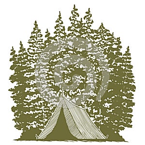 Woodcut Camping Graphic