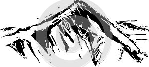 Woodcut Expressionistic Mountain