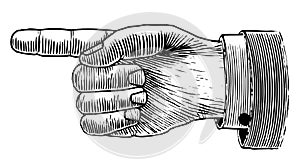 Woodcut Hand Pointing