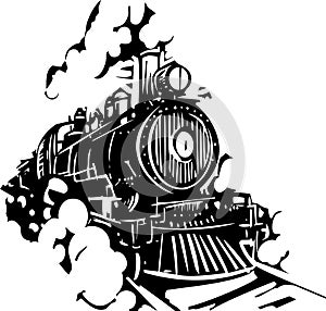 Woodcut Locomotive