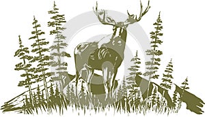Woodcut Moose Design