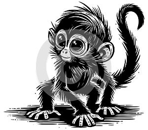 Spider Monkey Baby Linocut photo