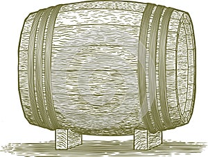 Woodcut Whiskey Barrel