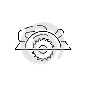 Woodcutter line icon. Crossed chainsaws isolated on white background. Tool woodcutter symbol. Tree Service. Single line