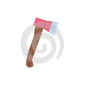 Woodcutting steel axe cartoon icon or sign flat vector illustration isolated.