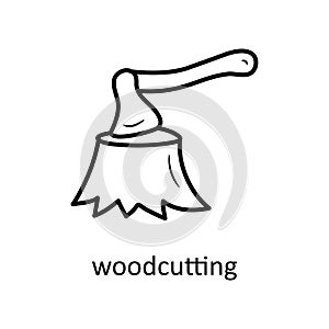 Woodcutting vector Outline Icon Design illustration. Nature Symbol on White background EPS 10 File