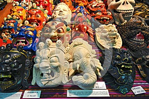 Woodden carved handmade oriental hindi masks