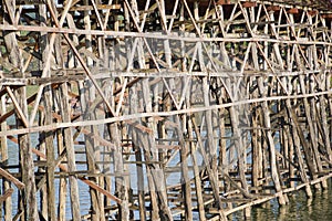 Wooded bridge over the river