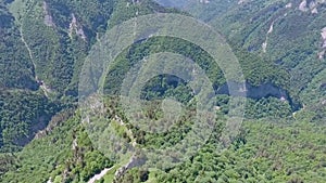 Wooded Caucasus mountains. Aerial view