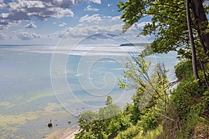 Wooded cliffs at the beach in Sellin