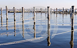 Wooded Dock Poles and Ropes Horizontal