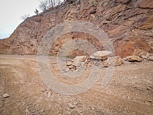 A wooded vally and road in the Highlands of near Kocani,