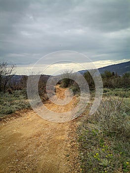 A wooded vally and road in the Highlands of near Kocani,