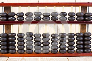 Wooden abacus on table wood texture