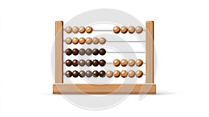 Wooden Abacus With Two Rows of Beads On White Background