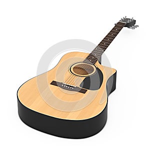Wooden Acoustic Guitar. 3d Rendering