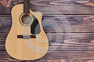 Wooden Acoustic Guitar. 3d Rendering