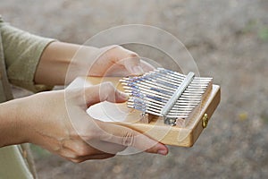 Wooden African instrument Kalimba or mbira is an African musical instrument