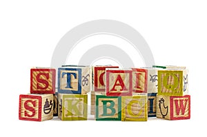 The wooden alphabet blocks