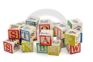 The wooden alphabet blocks