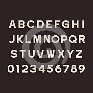 Wooden Alphabet Vector Font. Type letters and numbers.