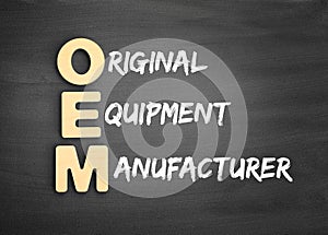 Wooden alphabets building the word OEM