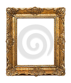 Wooden antique frame for paintings isolated on white background