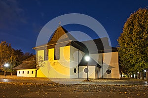 Wooden articular church in Kezmarok town during evening photo