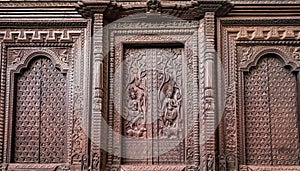 Wooden artwork of Hindu temple at Varanasi India
