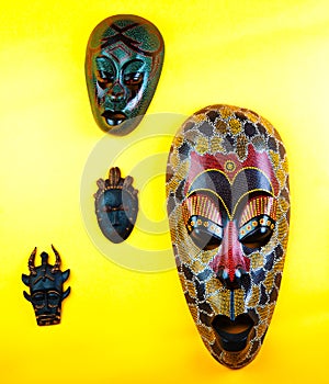 Wooden Asian Mask Studio quality light