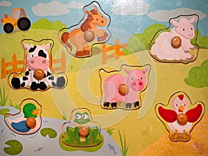 Wooden Baby animals toy puzzle