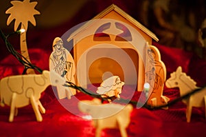 Wooden baby Jesus Christ nativity scene