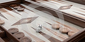 Wooden backgammon board. 3d illustration
