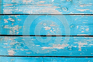 Wooden background of blue painted boards