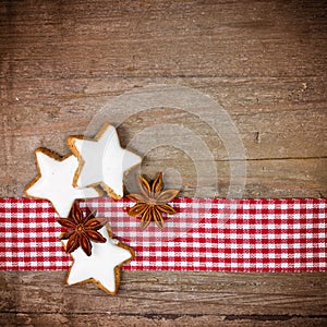 Wooden background with cookies