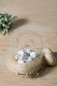 Wooden Background with Easter eggs