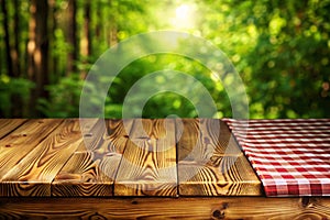 Wooden background with empty table