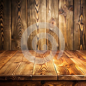 Wooden background with empty table