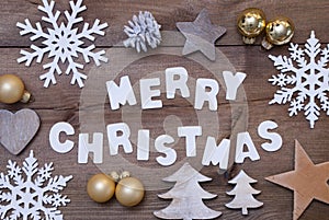 Wooden Background, Merry Christmas And Christmassy Decoration