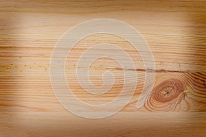 Wooden background from planks with knot, wooden board with vignette