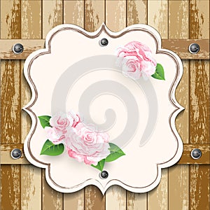 Wooden background with roses