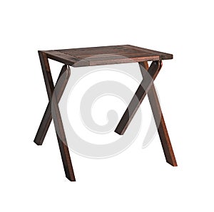 Wooden Backless Stool isolated on white