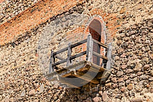 Wooden balcony as an element of the Lida fortress