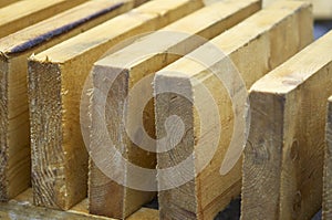 Wooden balks in close up