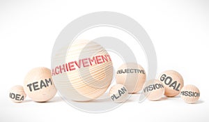 Wooden Balls with Achievement Concept photo