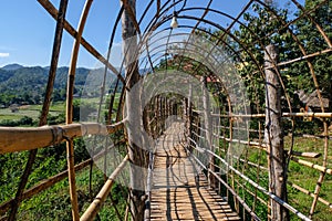 wooden bamboo bridge beautiful hand make bridge at Su Tong Pae Mae Hong Son