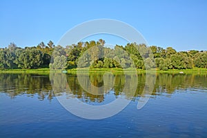 Wooden banks of Oka river in Kasimov city, Russia