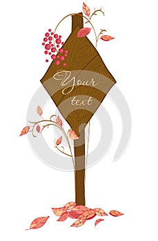 Wooden Banner with viburnum tree