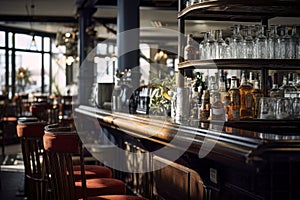 Wooden Bar Counter at a Pub