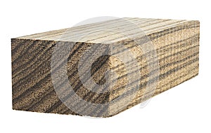 Wooden bar isolated on white background. Zebrano, an exotic wood species